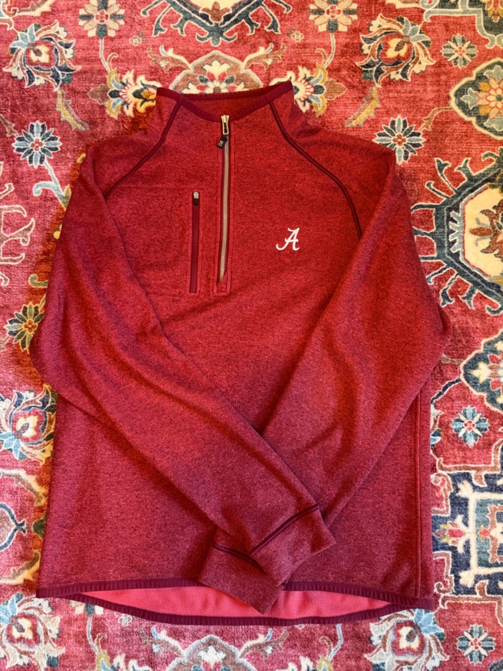 Cutter & Buck Alabama Crimson Tide Red Fleece Quarter Zip Pullover Size Large - Picture 2 of 5